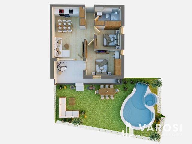 Kertkapcsolatos, modern földszinti lakás Debrecenben